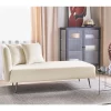 Chaise-longue à esquerda em tecido bouclé branco creme RIOM