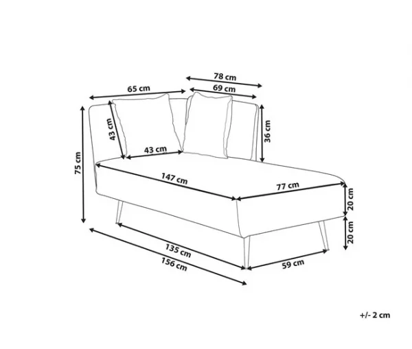 Chaise-longue à esquerda em tecido bouclé branco creme RIOM