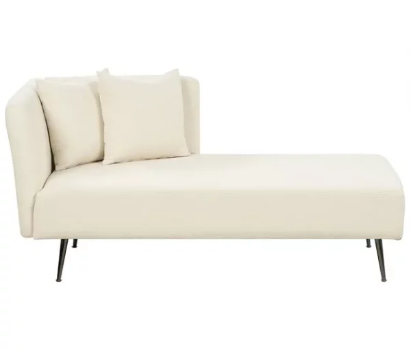 Chaise-longue à esquerda em tecido bouclé branco creme RIOM