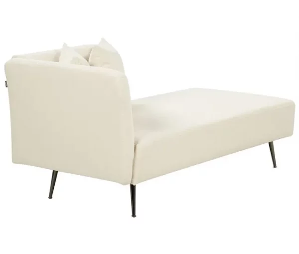 Chaise-longue à esquerda em tecido bouclé branco creme RIOM