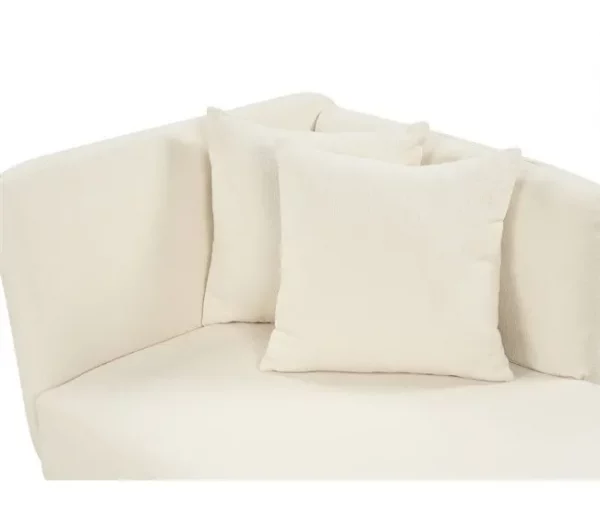 Chaise-longue à esquerda em tecido bouclé branco creme RIOM