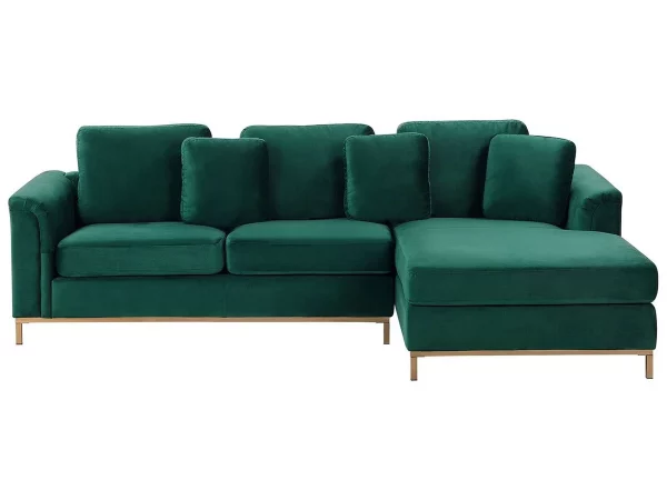 Ecksofa L OSLO Samtstoff grün CH