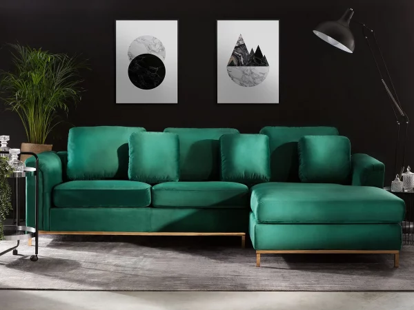 Ecksofa L OSLO Samtstoff grün CH