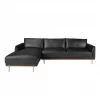 Sofá chaise longue esquerdo em pele preta