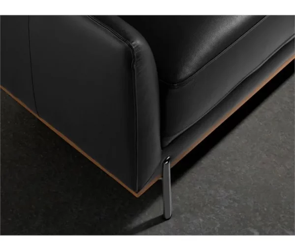 Sofá chaise longue esquerdo em pele preta
