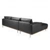 Sofá chaise longue esquerdo em pele preta
