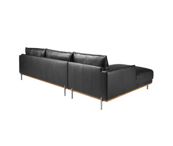 Sofá chaise longue esquerdo em pele preta