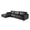 Sofá chaise longue esquerdo em pele preta