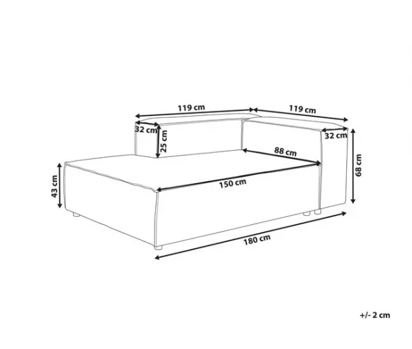 Chaise-longue à direita em tecido cinzento claro ARDAL