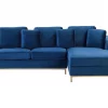Ecksofa L OSLO Samtstoff dunkelblau CH
