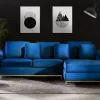 Ecksofa L OSLO Samtstoff dunkelblau CH