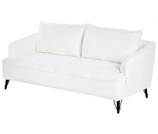 Sofá de 3 lugares em tecido bouclé branco HOBRO