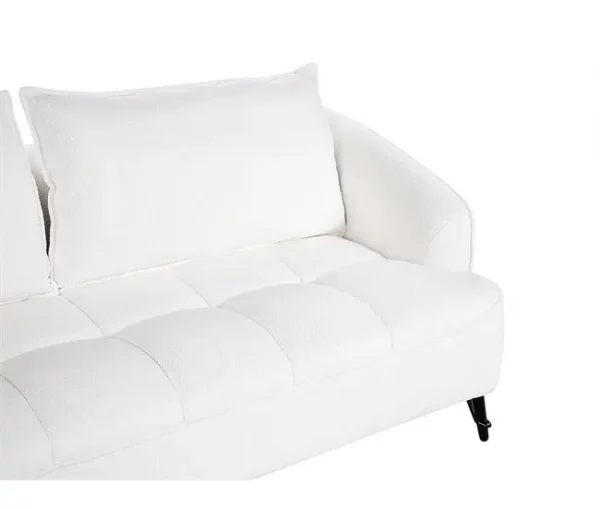 Sofá de 3 lugares em tecido bouclé branco HOBRO