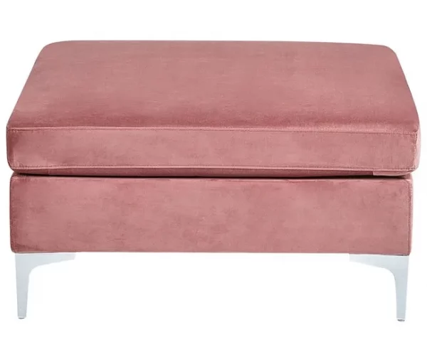 Sofá de canto de 5 lugares em veludo rosa versão à esquerda EVJA