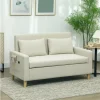HOMCOM Sofá 2 Lugares Estofado em Linho Sintético Sofá Sala de Estar com 2 Almofadas Espaço de Armazenamento e Pés de Madeira Sofá Pequeno Carga 240 kg 135x72x84 cm Bege
