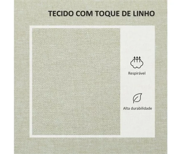 HOMCOM Sofá 2 Lugares Estofado em Linho Sintético Sofá Sala de Estar com 2 Almofadas Espaço de Armazenamento e Pés de Madeira Sofá Pequeno Carga 240 kg 135x72x84 cm Bege