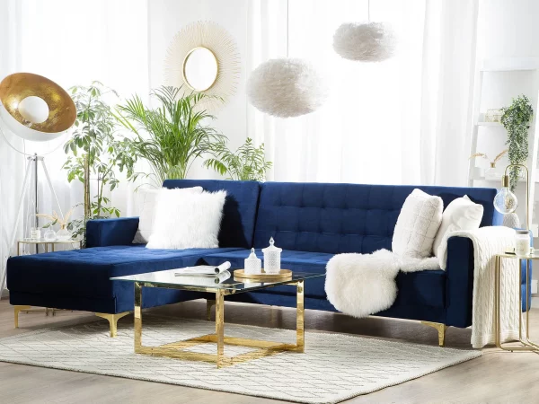Sofa links/rechts ABERDEEN Samt Marineblau CH