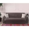 Sofá-cama Dababi, sofá-cama container de 3 lugares com 2 almofadas incluídas, Sofá da sala em tecido acolchoado com abertura click-clac, 224x85h87 cm, Cinza claro