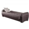 Sofá-cama Dababi, sofá-cama container de 3 lugares com 2 almofadas incluídas, Sofá da sala em tecido acolchoado com abertura click-clac, 224x85h87 cm, Cinza claro