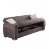Sofá-cama Dababi, sofá-cama container de 3 lugares com 2 almofadas incluídas, Sofá da sala em tecido acolchoado com abertura click-clac, 224x85h87 cm, Cinza claro