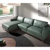 Sofá chaise longue esquerdo em pele verde