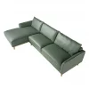 Sofá chaise longue esquerdo em pele verde