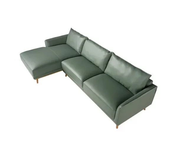 Sofá chaise longue esquerdo em pele verde