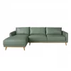 Sofá chaise longue esquerdo em pele verde
