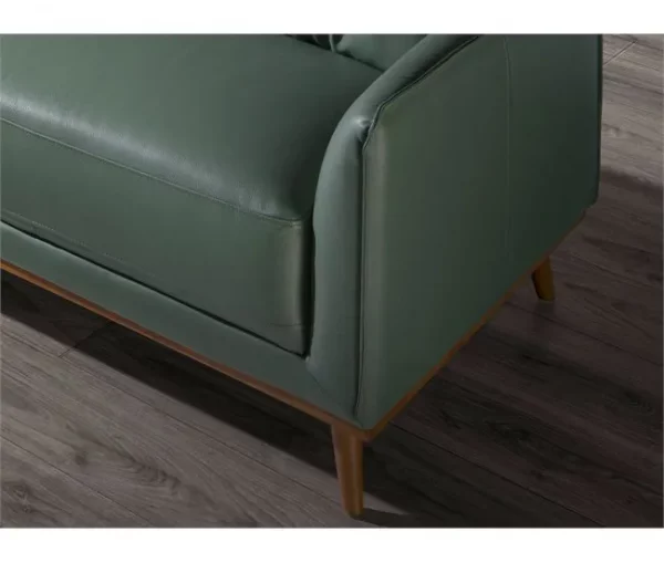 Sofá chaise longue esquerdo em pele verde