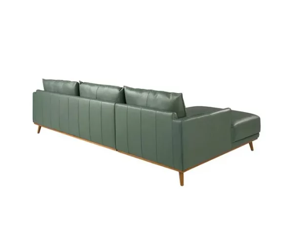 Sofá chaise longue esquerdo em pele verde