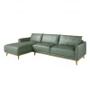 Sofá chaise longue esquerdo em pele verde