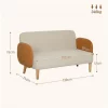HOMCOM Sofá de 2 Lugares Estofado em Veludo Sofá de Sala de Estar com Apoio para os Braços e Pés de Madeira Sofá Pequeno Carga 240 kg para Dormitório Escritório 130x74x76 cm Bege e Ocre