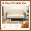 HOMCOM Sofá de 2 Lugares Estofado em Veludo Sofá de Sala de Estar com Apoio para os Braços e Pés de Madeira Sofá Pequeno Carga 240 kg para Dormitório Escritório 130x74x76 cm Bege e Ocre