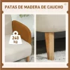 HOMCOM Sofá de 2 Lugares Estofado em Veludo Sofá de Sala de Estar com Apoio para os Braços e Pés de Madeira Sofá Pequeno Carga 240 kg para Dormitório Escritório 130x74x76 cm Bege e Ocre