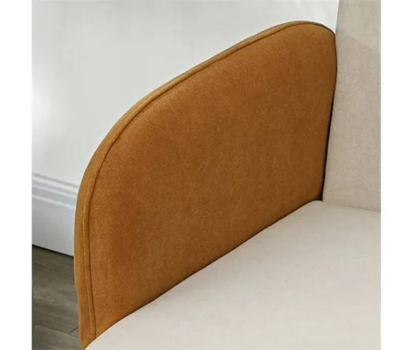 HOMCOM Sofá de 2 Lugares Estofado em Veludo Sofá de Sala de Estar com Apoio para os Braços e Pés de Madeira Sofá Pequeno Carga 240 kg para Dormitório Escritório 130x74x76 cm Bege e Ocre