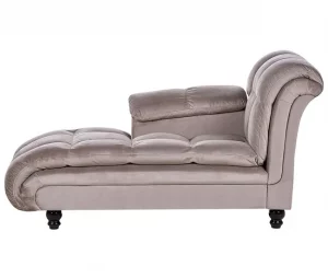 Chaise-longue à direita em tecido taupe LORMONT