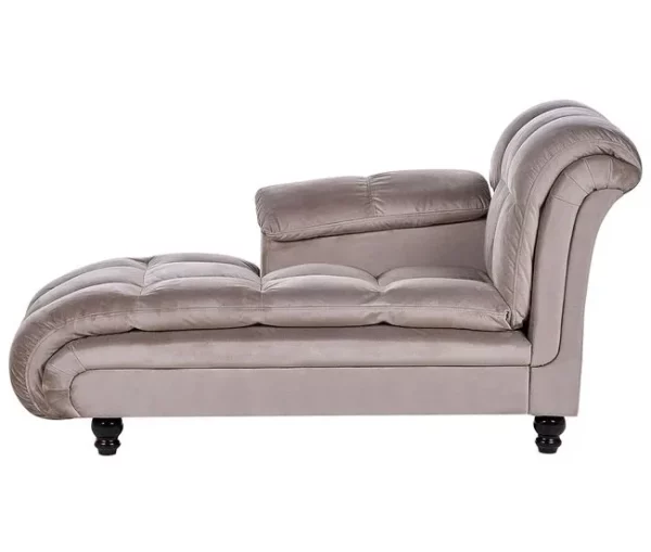 Chaise-longue à direita em tecido taupe LORMONT