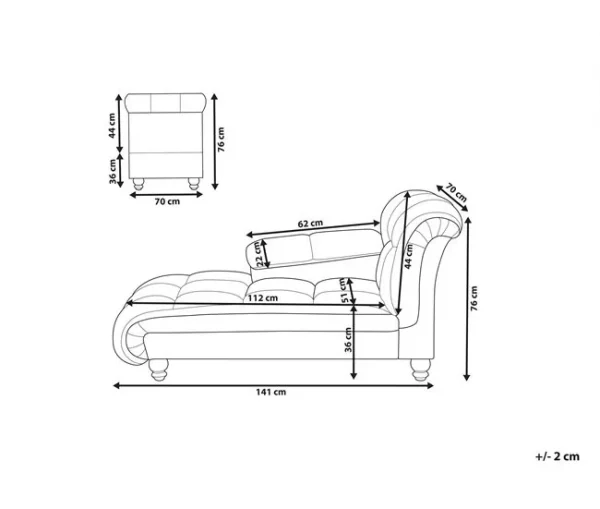 Chaise-longue à direita em tecido taupe LORMONT