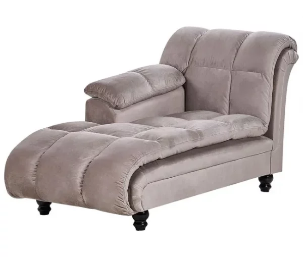 Chaise-longue à direita em tecido taupe LORMONT