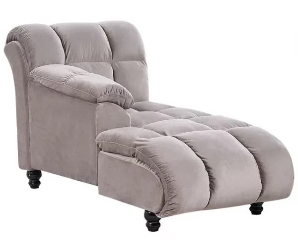 Chaise-longue à direita em tecido taupe LORMONT