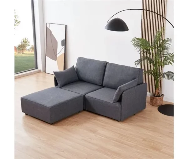 Sofá modular con chaiselongue 2 plazas con brazo Cubiq Gris 186 x 93 x 183 cm
