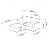 Sofá modular con chaiselongue 2 plazas con brazo Cubiq Gris 186 x 93 x 183 cm