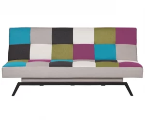 Sofá-cama em tecido multicolor LEEDS
