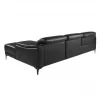 Sofá chaise longue direito em couro preto