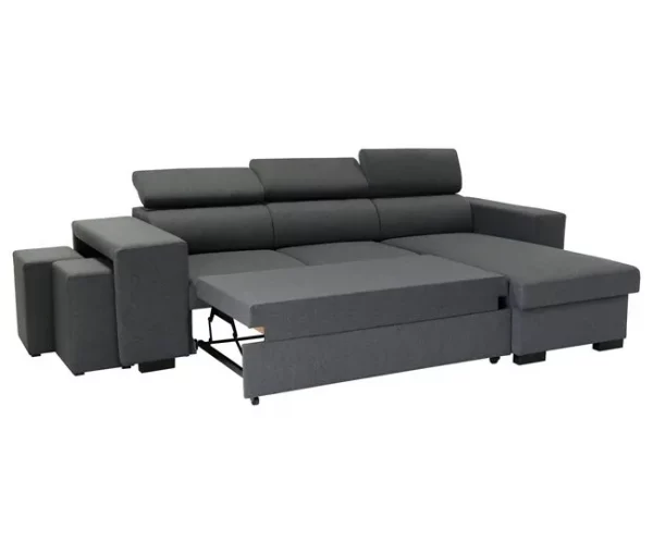 Chaise longue com cama NORWAY reversível 3 lugares cinza