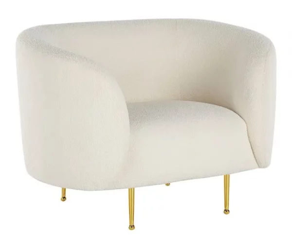 Conjunto de sofás com 6 lugares em tecido bouclé branco LOEN
