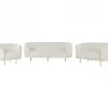 Conjunto de sofás com 6 lugares em tecido bouclé branco LOEN