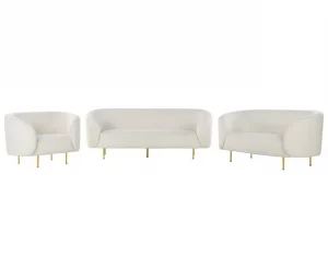 Conjunto de sofás com 6 lugares em tecido bouclé branco LOEN