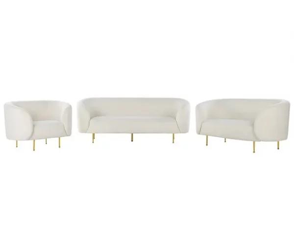 Conjunto de sofás com 6 lugares em tecido bouclé branco LOEN