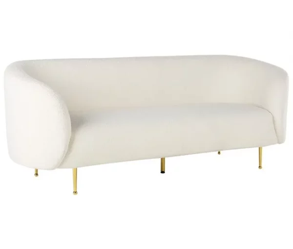 Conjunto de sofás com 6 lugares em tecido bouclé branco LOEN